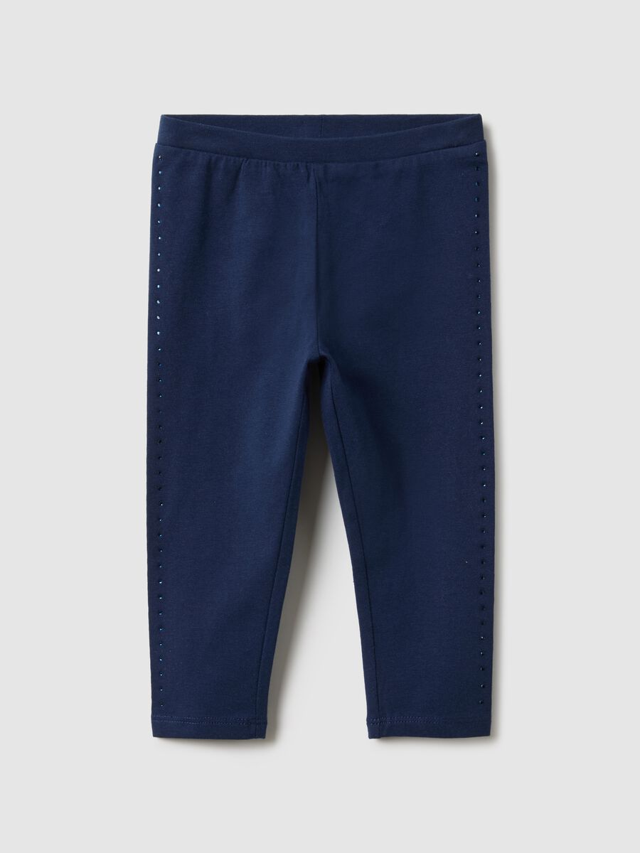 Leggings in cotone elasticizzato blu da bimba slim fit_0