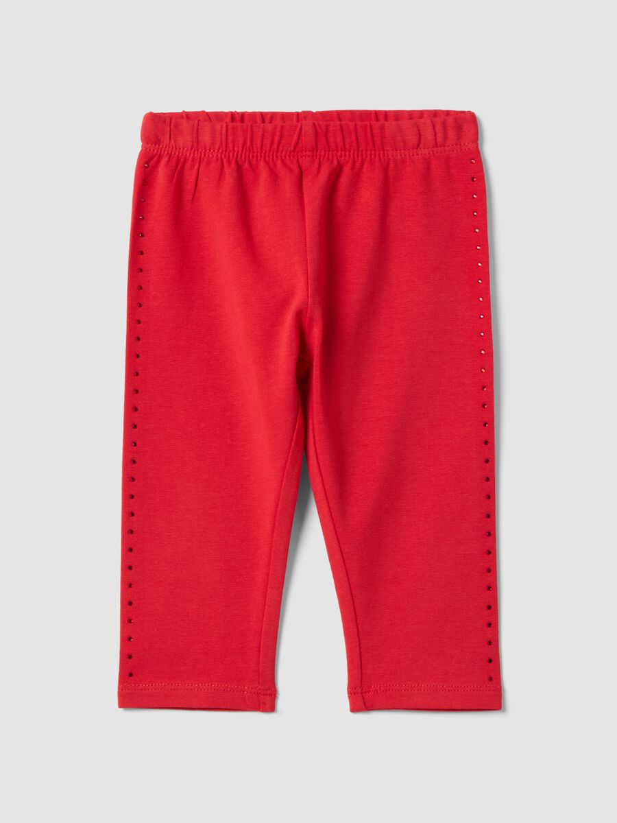 Leggings in cotone elasticizzato rossi da bimba slim fit_0