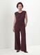 Brown stretch viscose T-shirt with draped neckline_1