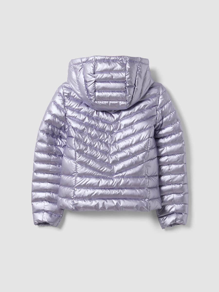Giacca Ultralight imbottita viola con cappuccio e zip per ragazza_5