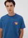 Blue pure cotton jersey T-shirt with print, regular fit_0