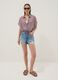 Multicolour gingham crop shirt in stretch cotton_1