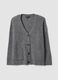 Grey stretch-fabric cardigan with deep V-neck_0