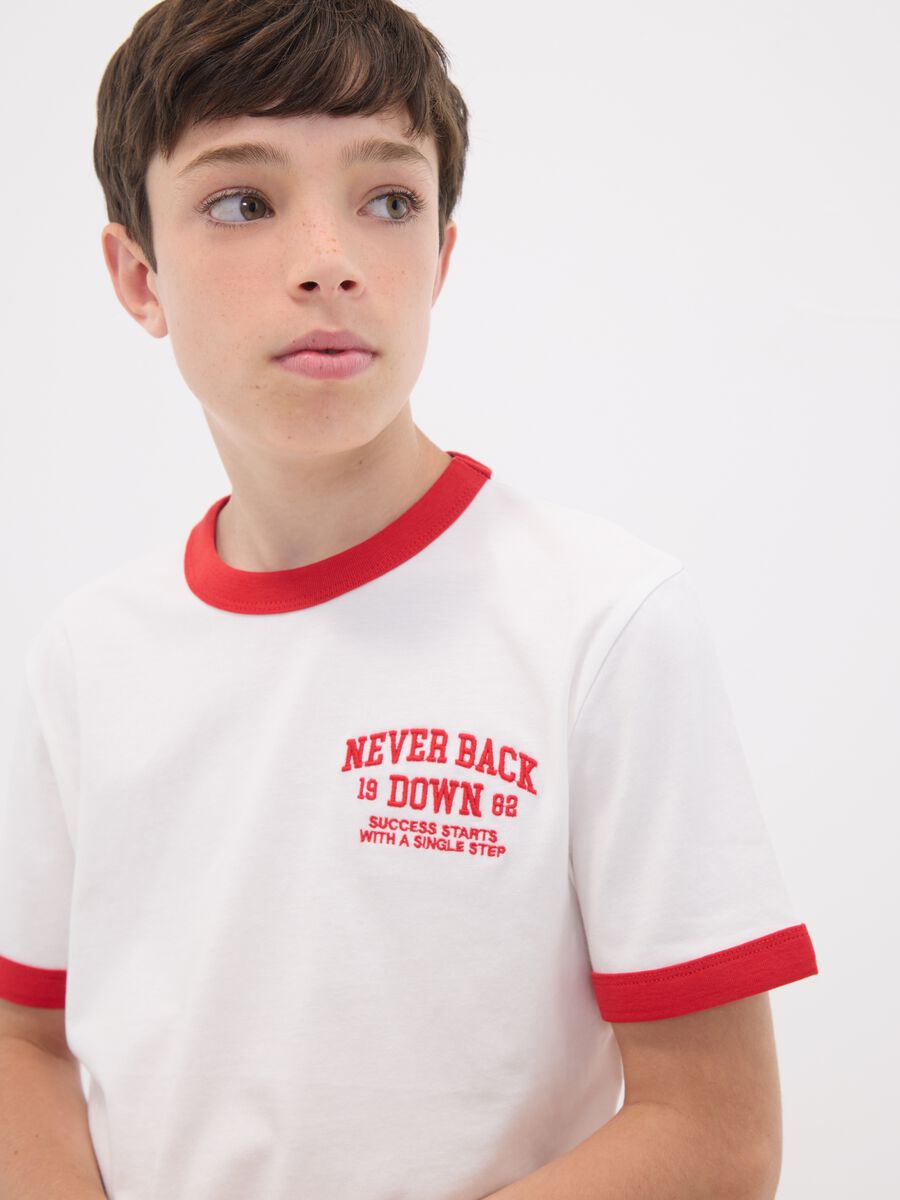 White pure organic cotton T-shirt with print, relaxed fit, for boys_1