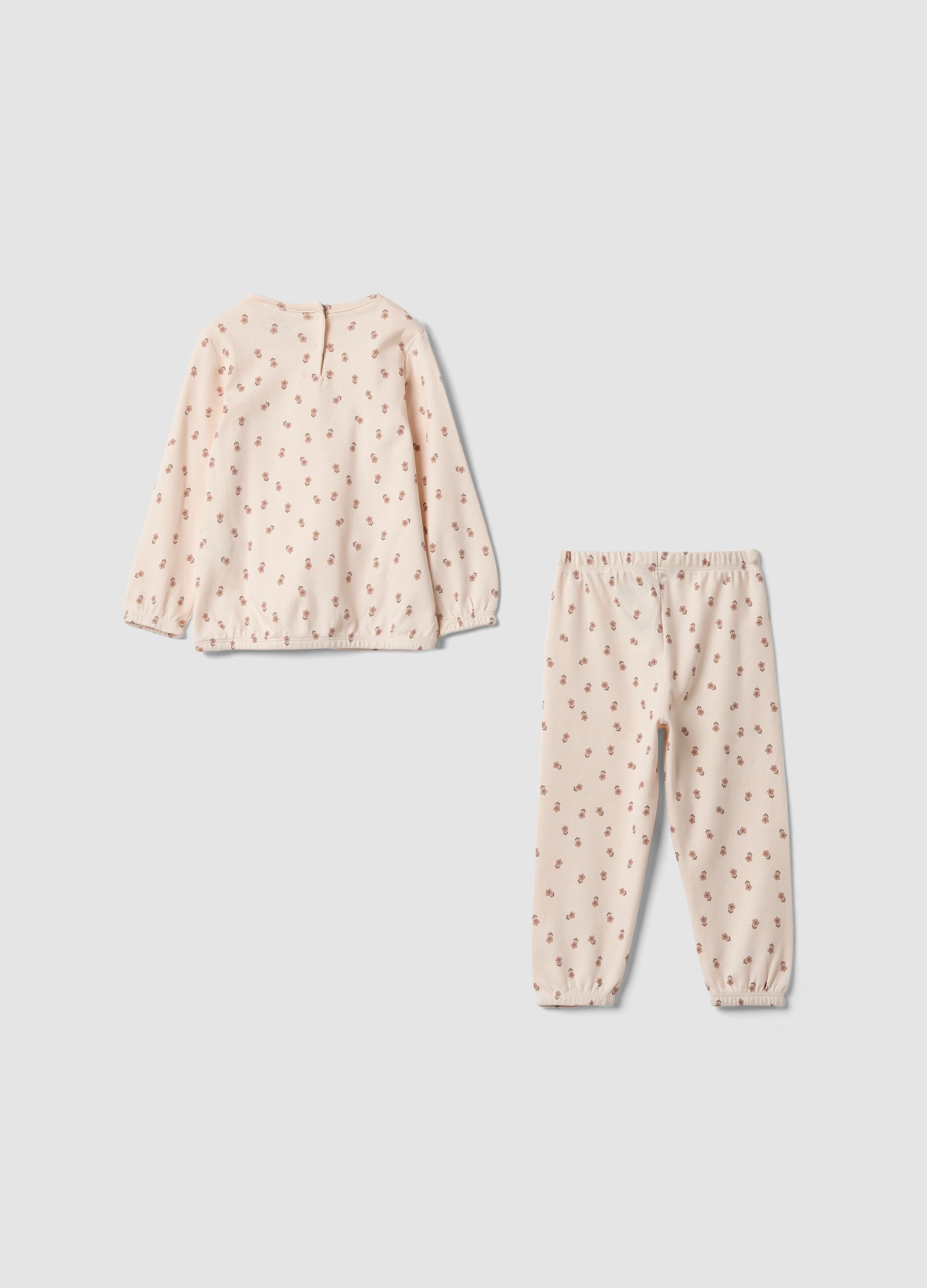Pink organic cotton floral-print pyjamas for baby girl and toddler