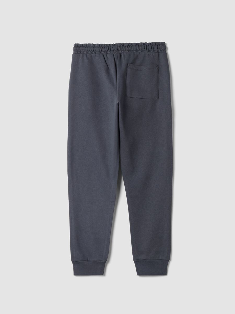 Blue cotton-blend track trousers_1