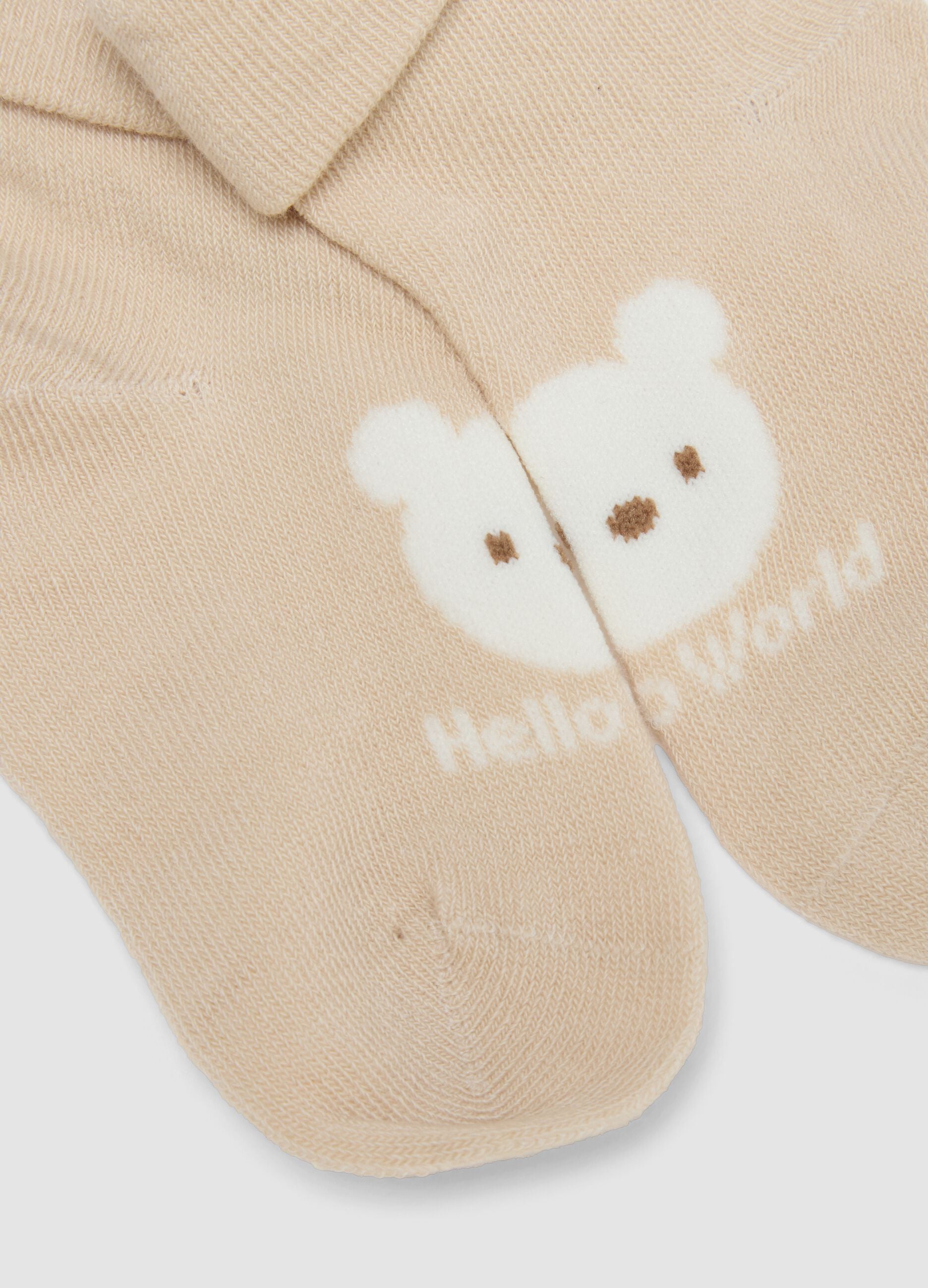 Twin pack of short socks in organic cotton blend multicolour for newborn