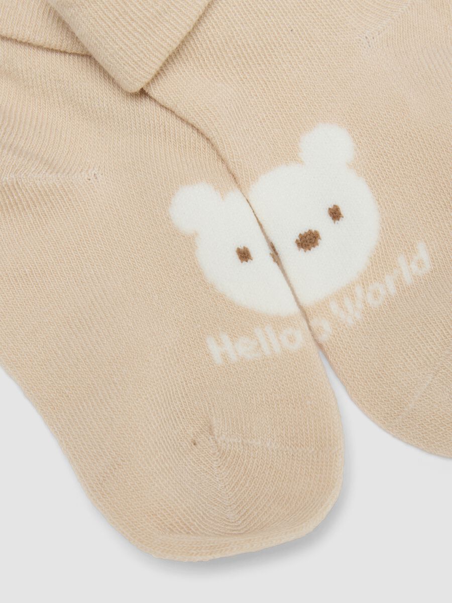 Twin pack of short socks in organic cotton blend multicolour for newborn_2