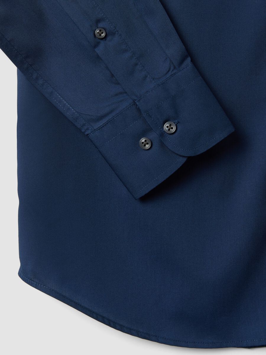 Blue regular-fit easy-iron shirt with button-down collar_6