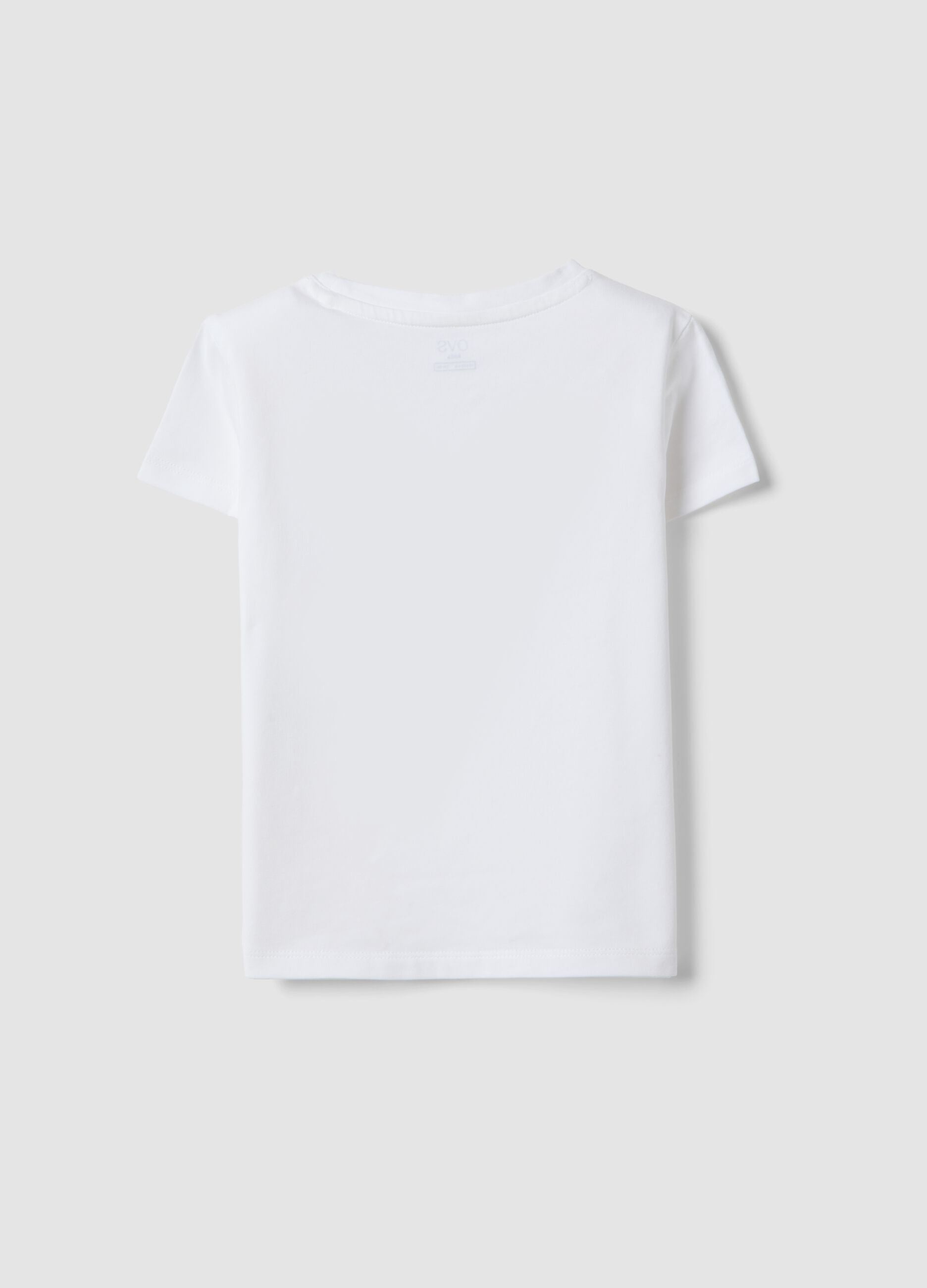 White stretch cotton girl's T-shirt regular fit