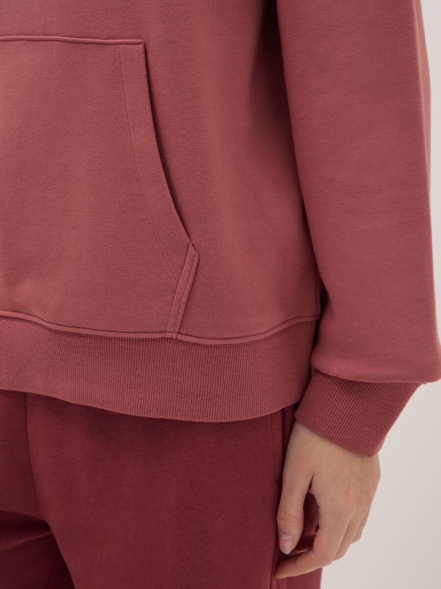 Felpa in misto cotone rosa scuro regular fit con cappuccio_3