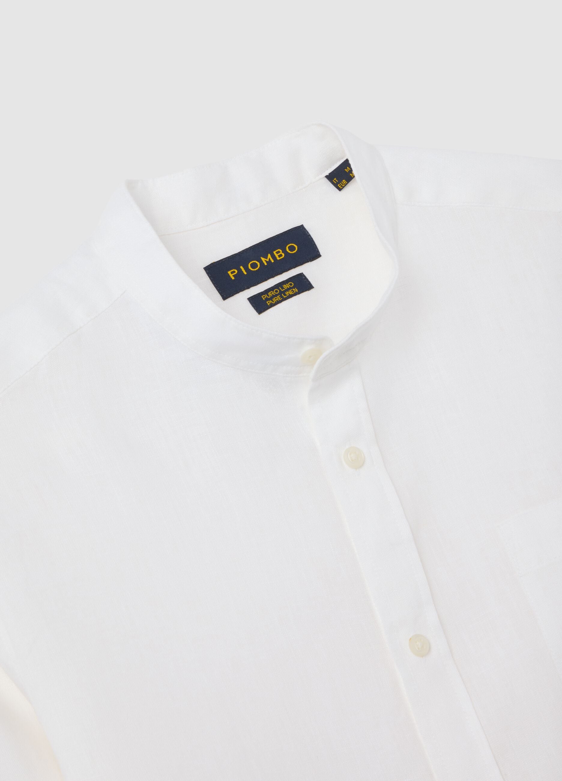 Men&rsquo;s white regular-fit shirt in 100% linen