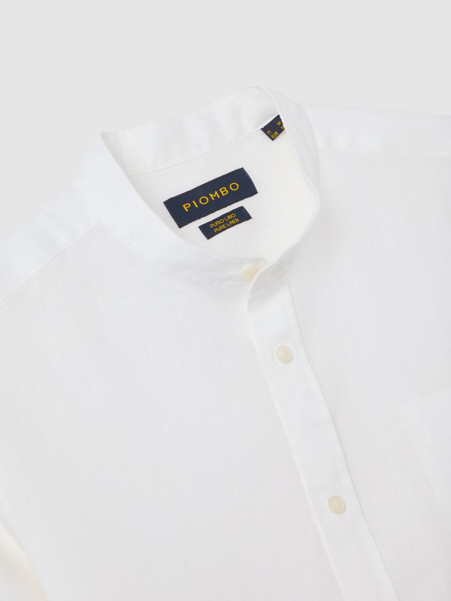 Men&rsquo;s white regular-fit shirt in 100% linen_5