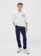 Blue pure cotton joggers with side stripes for boys_0
