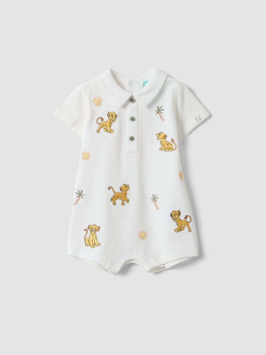 White pure organic cotton romper with collar for babies_0