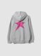 Grey oversized hooded sweatshirt in cotton blend with &ldquo;Sorry&rdquo; embroidery for girls_4