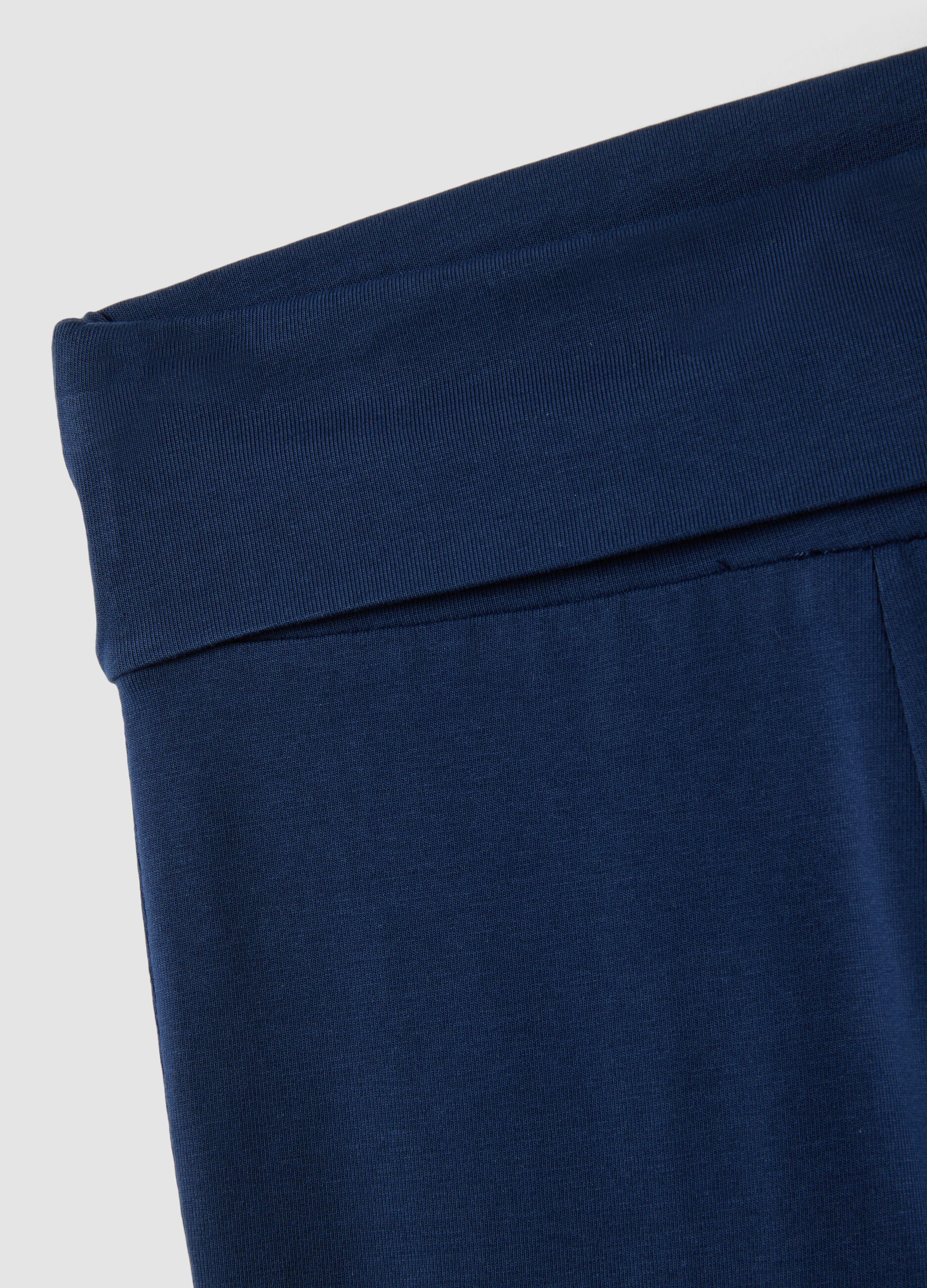 Blue flared leggings in stretch organic cotton for girls