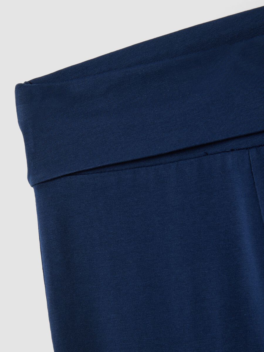 Blue flared leggings in stretch organic cotton for girls_5