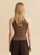 Brown viscose blend fitted tank top_3
