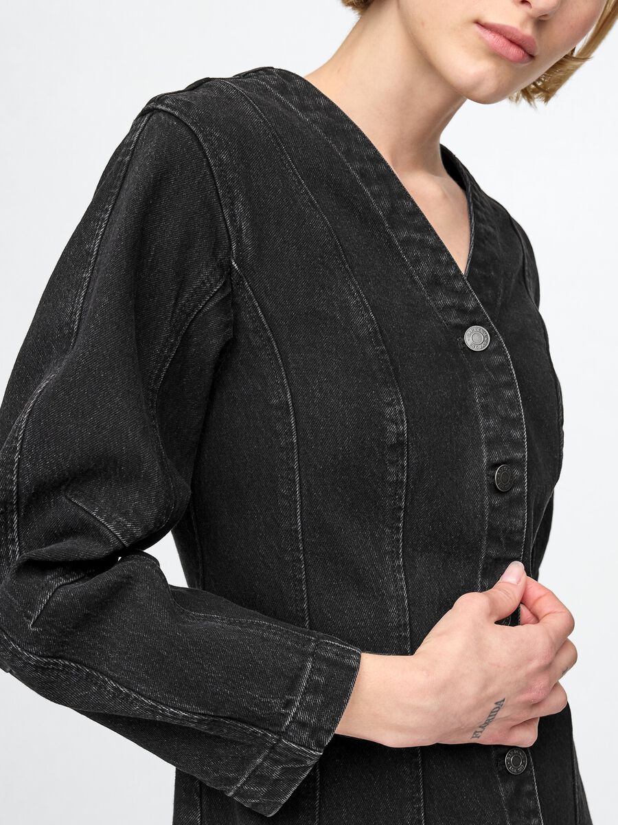 Abito denim nero con bottoni Gap_3