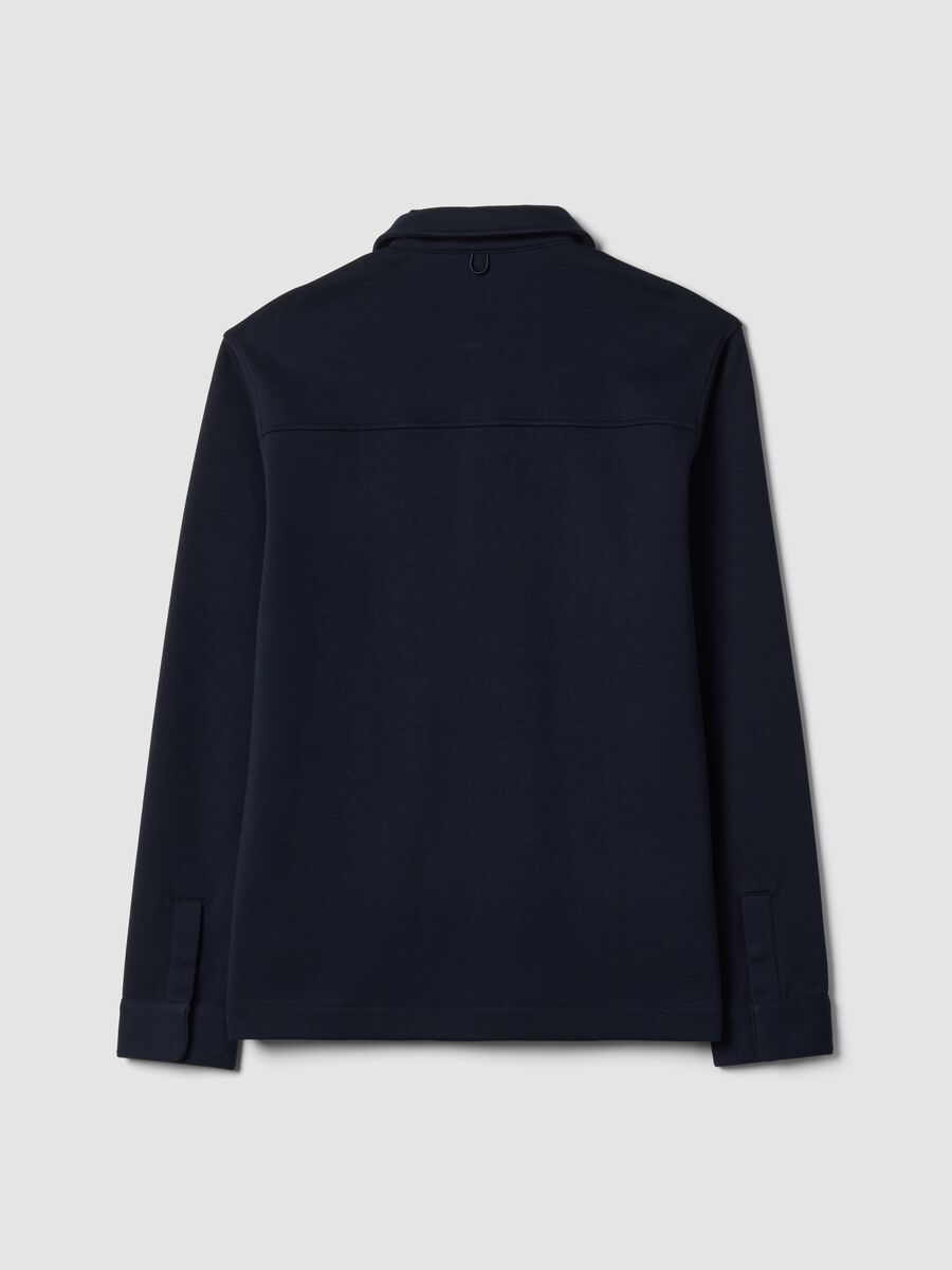 Breathable blue cotton-blend shacket with regular collar and fit_2