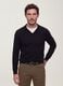 Black viscose-blend polo shirt with V-neck and regular fit collar_1