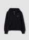 Black organic cotton hoodie with star detail for girls_4