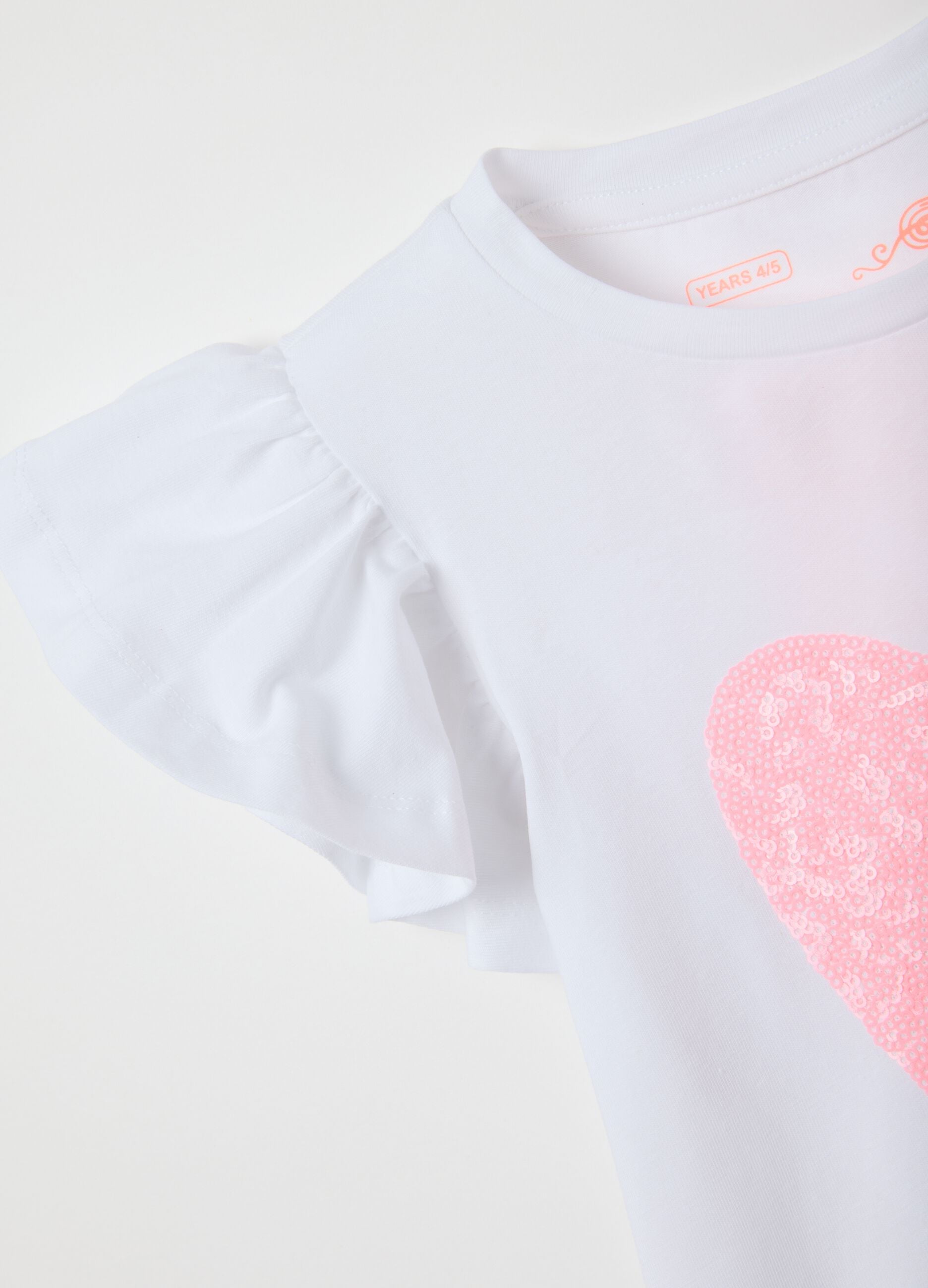 Girls' white stretch cotton T-shirt