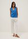 Blue pure cotton V-neck blouse, regular fit_1