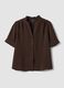 Brown regular-fit shirt with gathered collar_4