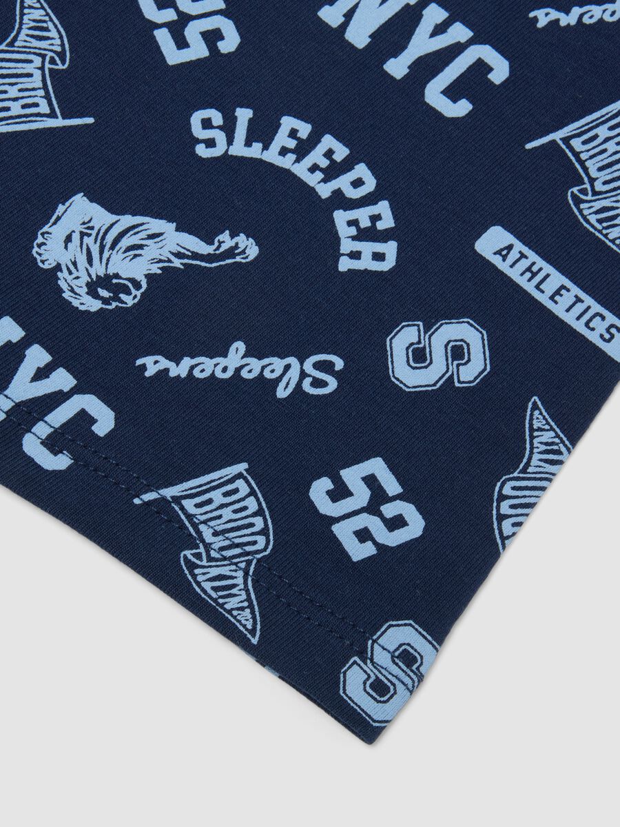 Blue midi boxer briefs in stretch organic cotton with print for boys_3