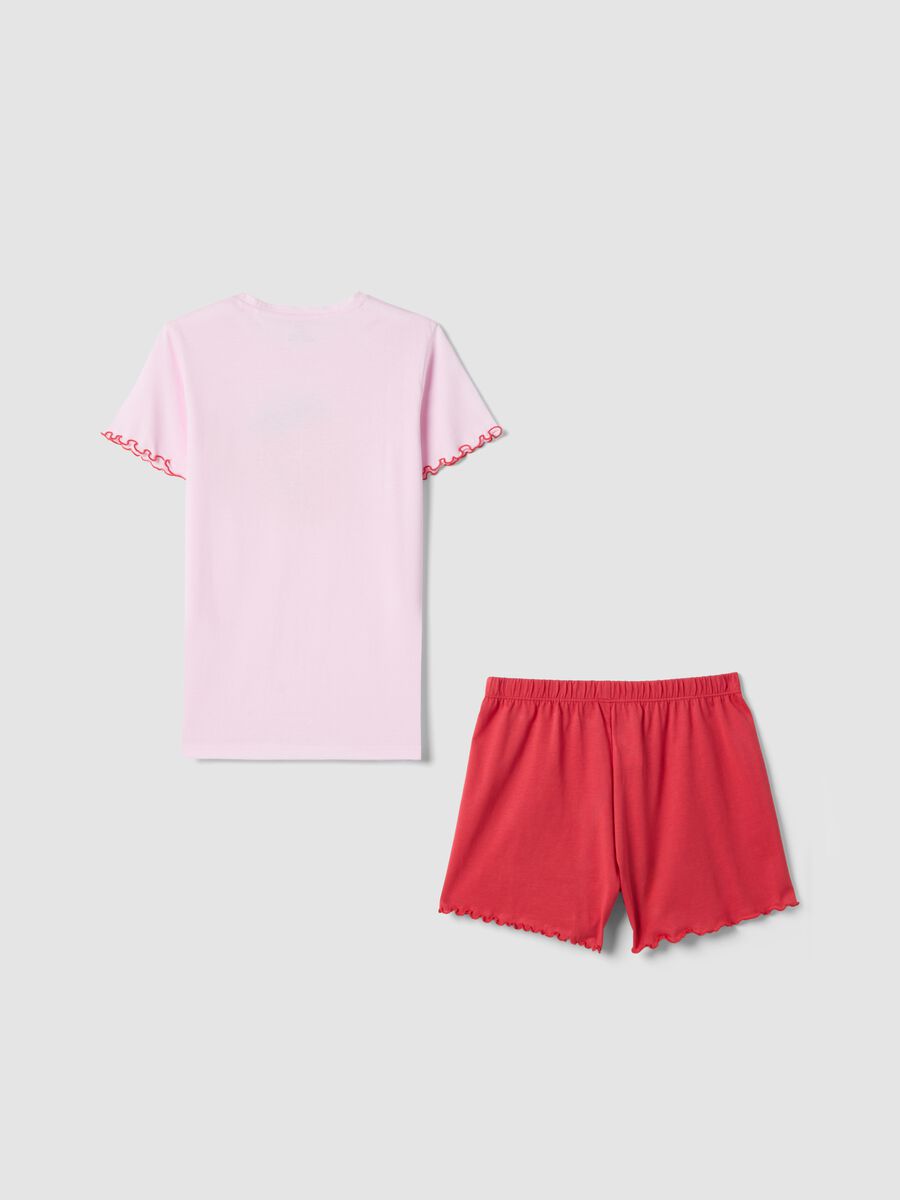 Girls' regular fit multicoloured pure cotton pyjamas with strawberry_1