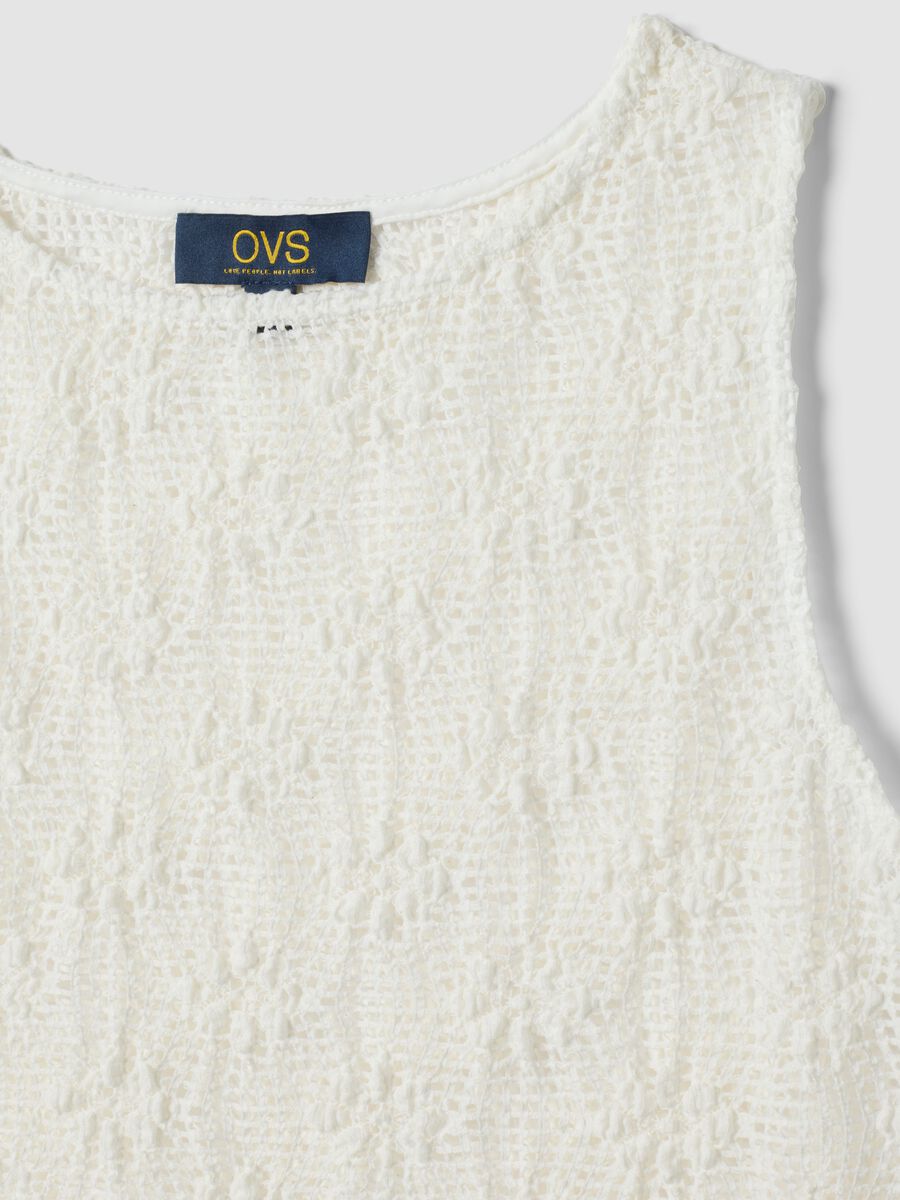 White stretch crochet-knit tank top_5