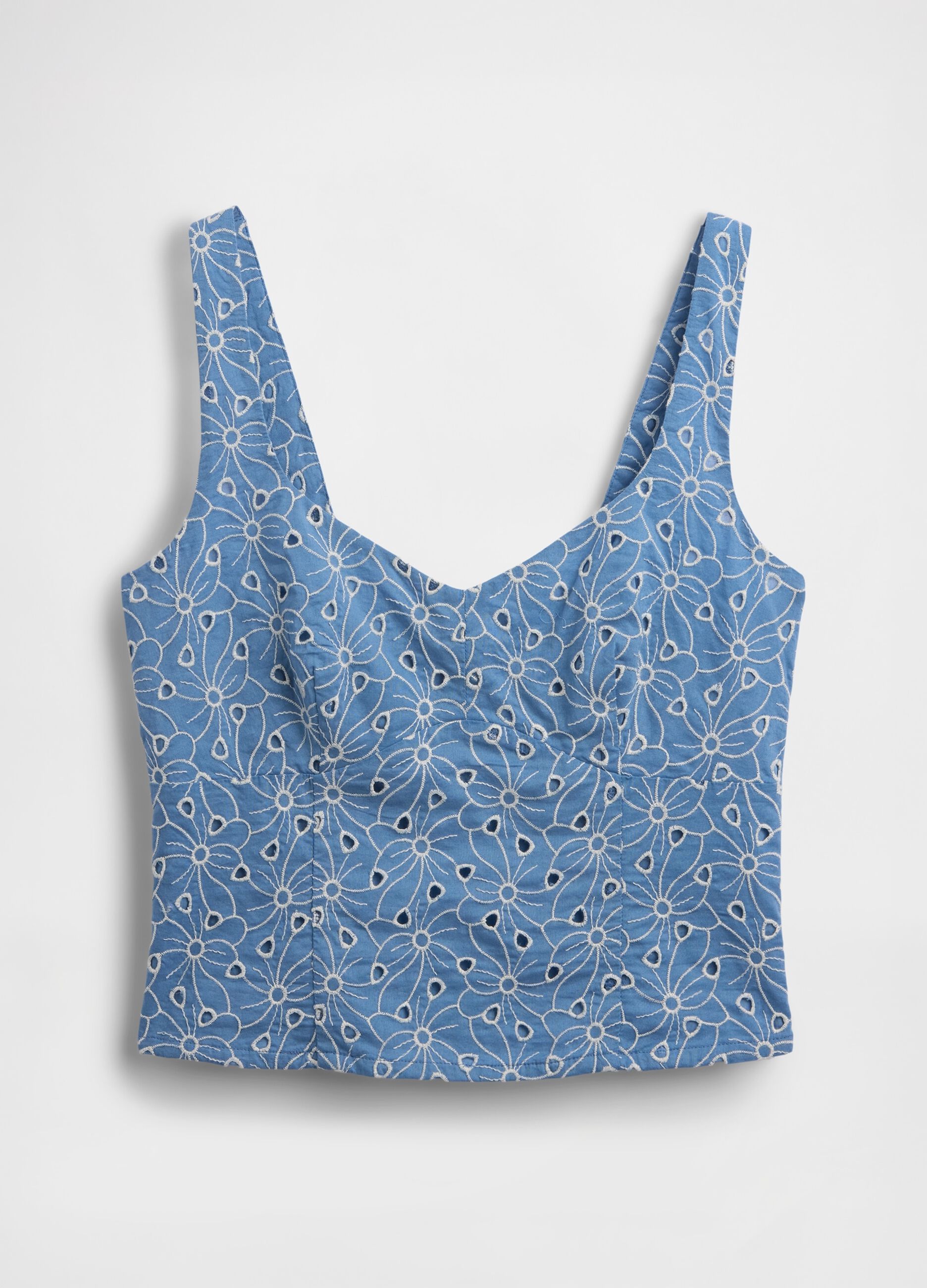Pure cotton top with broderie floral cutwork