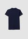 Blue stretch cotton polo shirt with open V-neck, regular fit_5