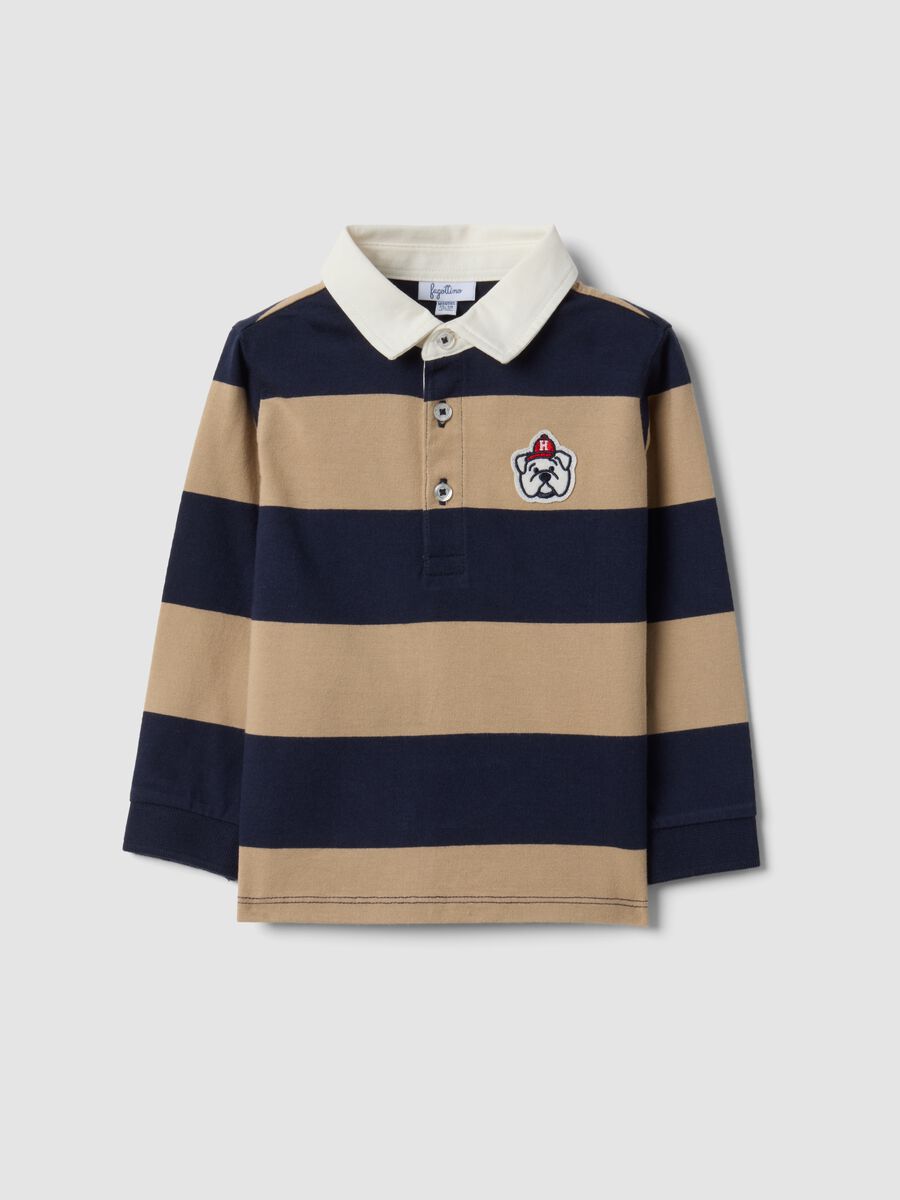 Blue striped polo shirt in pure organic cotton for baby boy_0