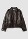 Giacca marrone in misto cotone con zip regular fit_0
