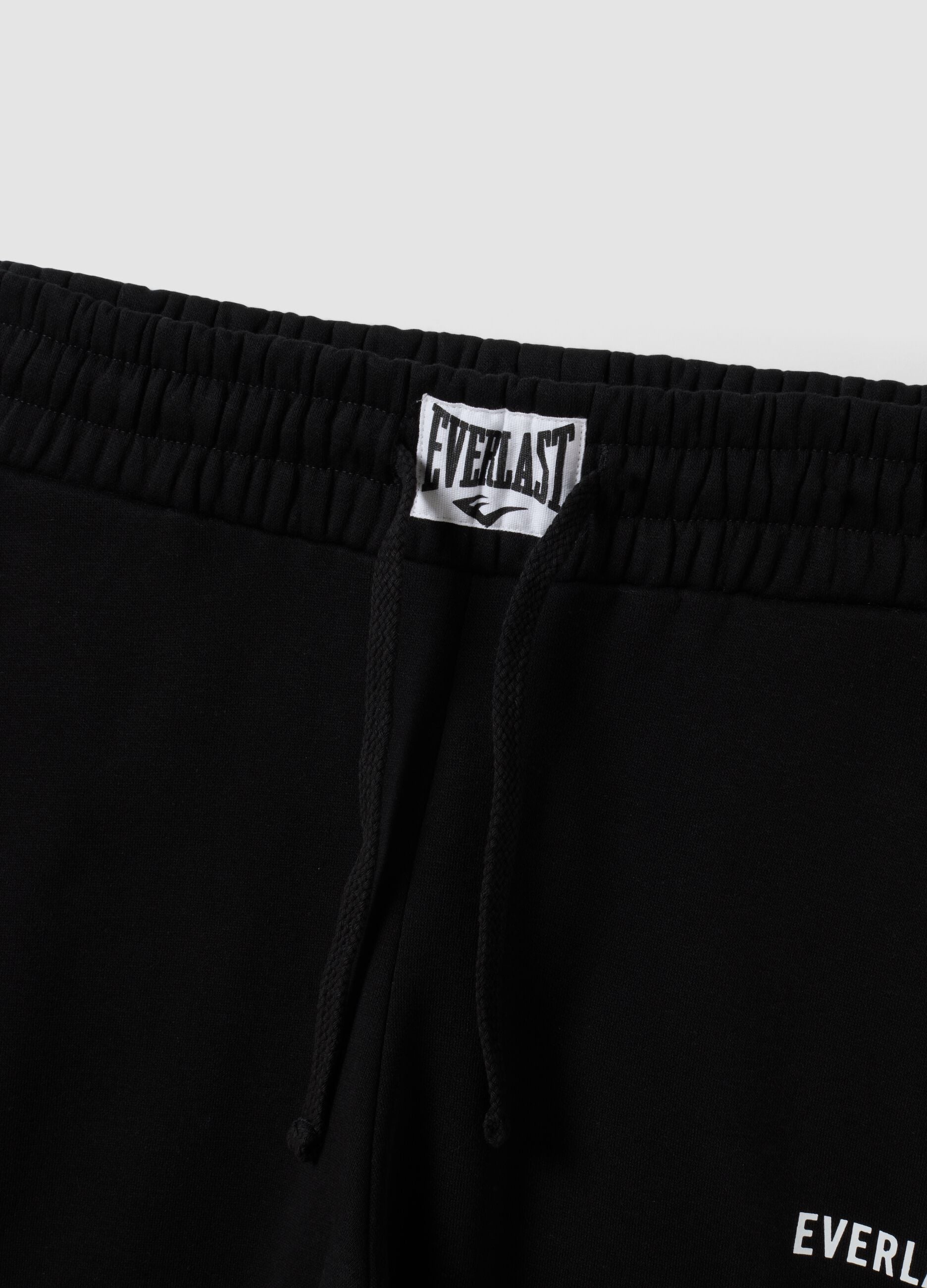 Black cotton-blend joggers with logo