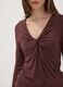 Brown stretch viscose slim-fit T-shirt with front ruching_2