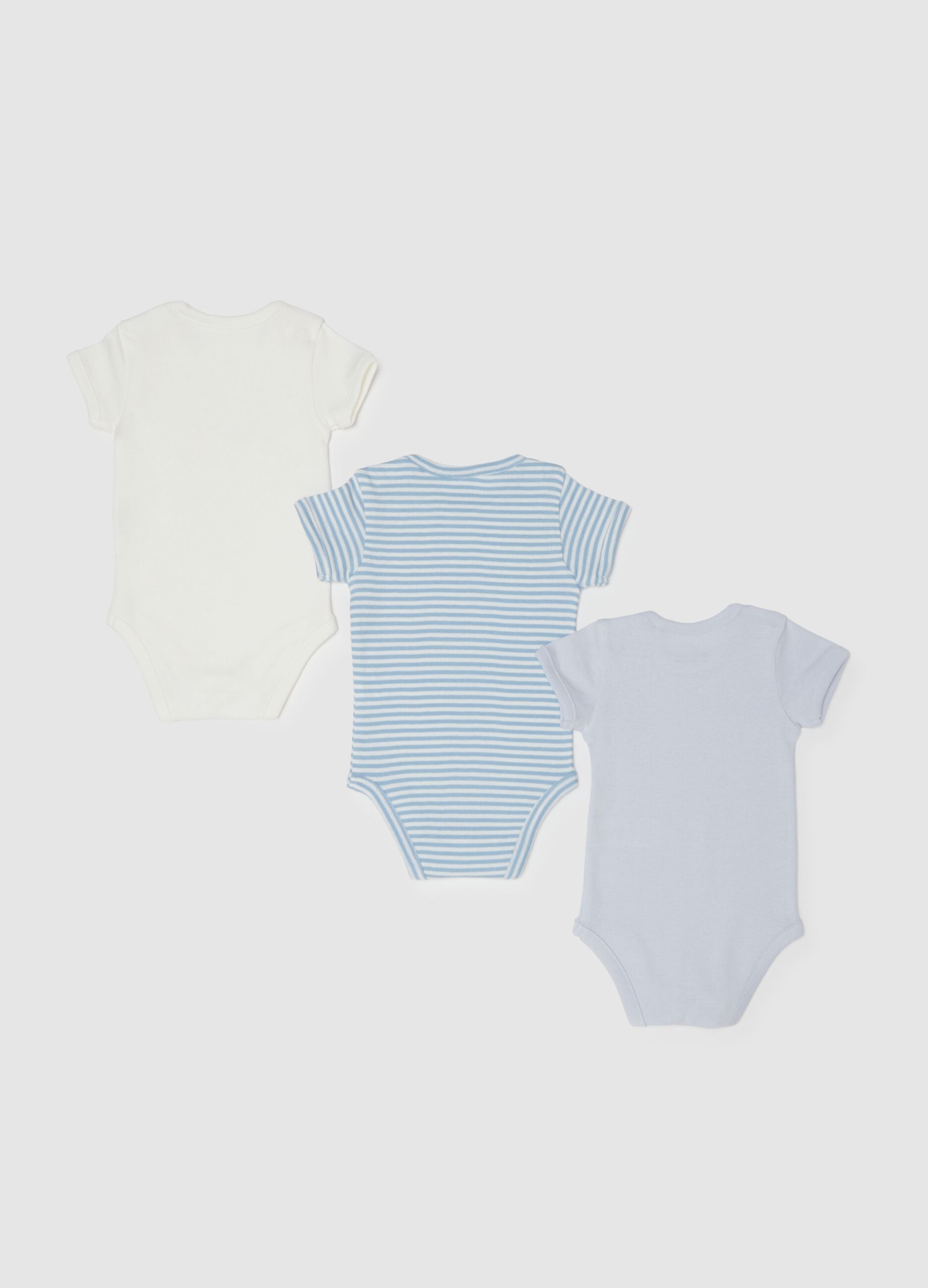 Multicoloured pure cotton baby bodysuit tripack with button closure