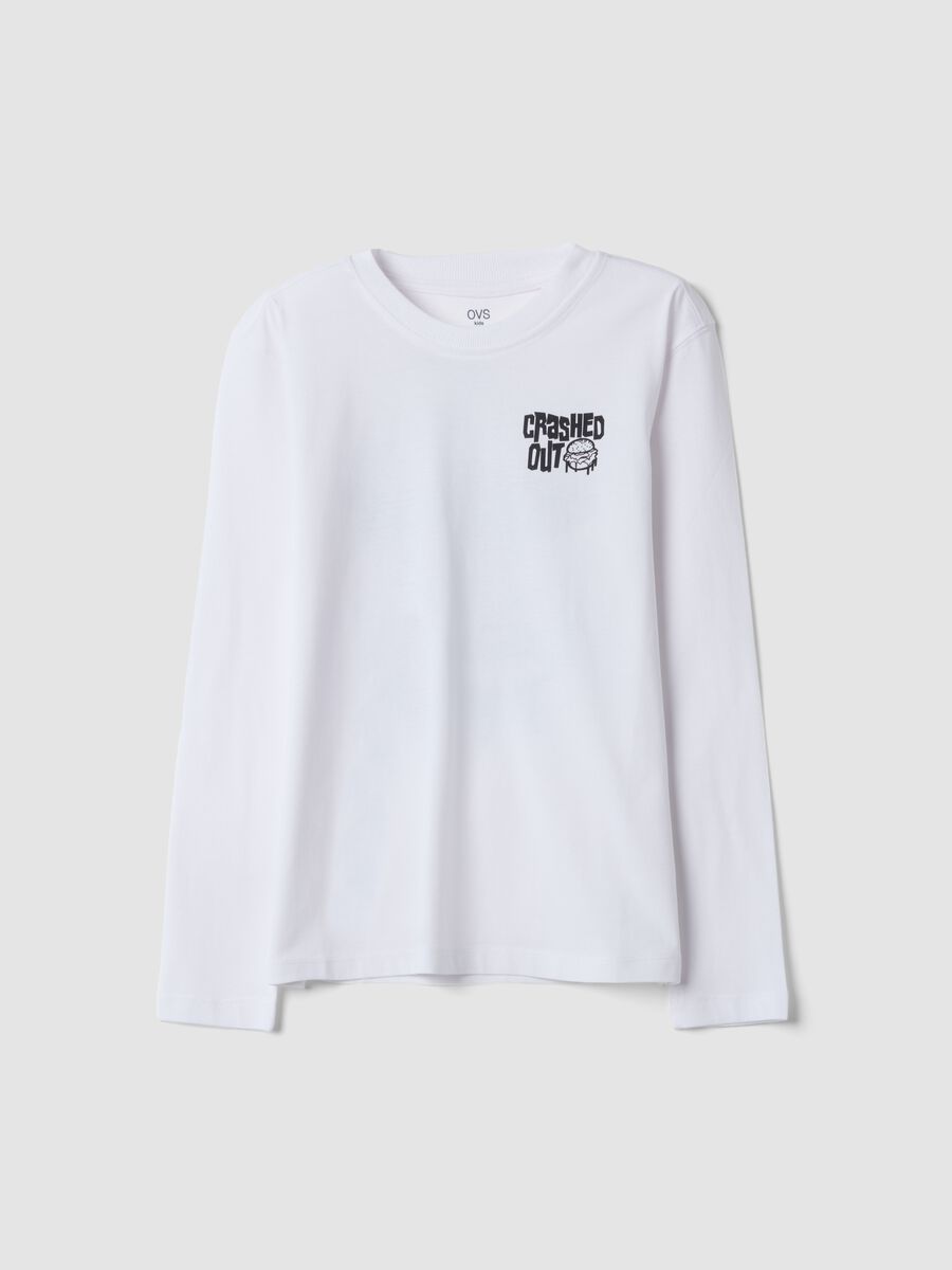 T-shirt bianca in puro cotone organico relaxed fit con stampa_0