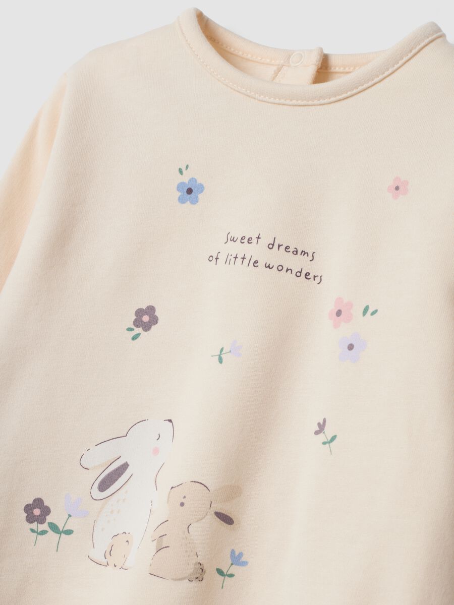 Beige and purple organic cotton bunny-print pyjamas_3