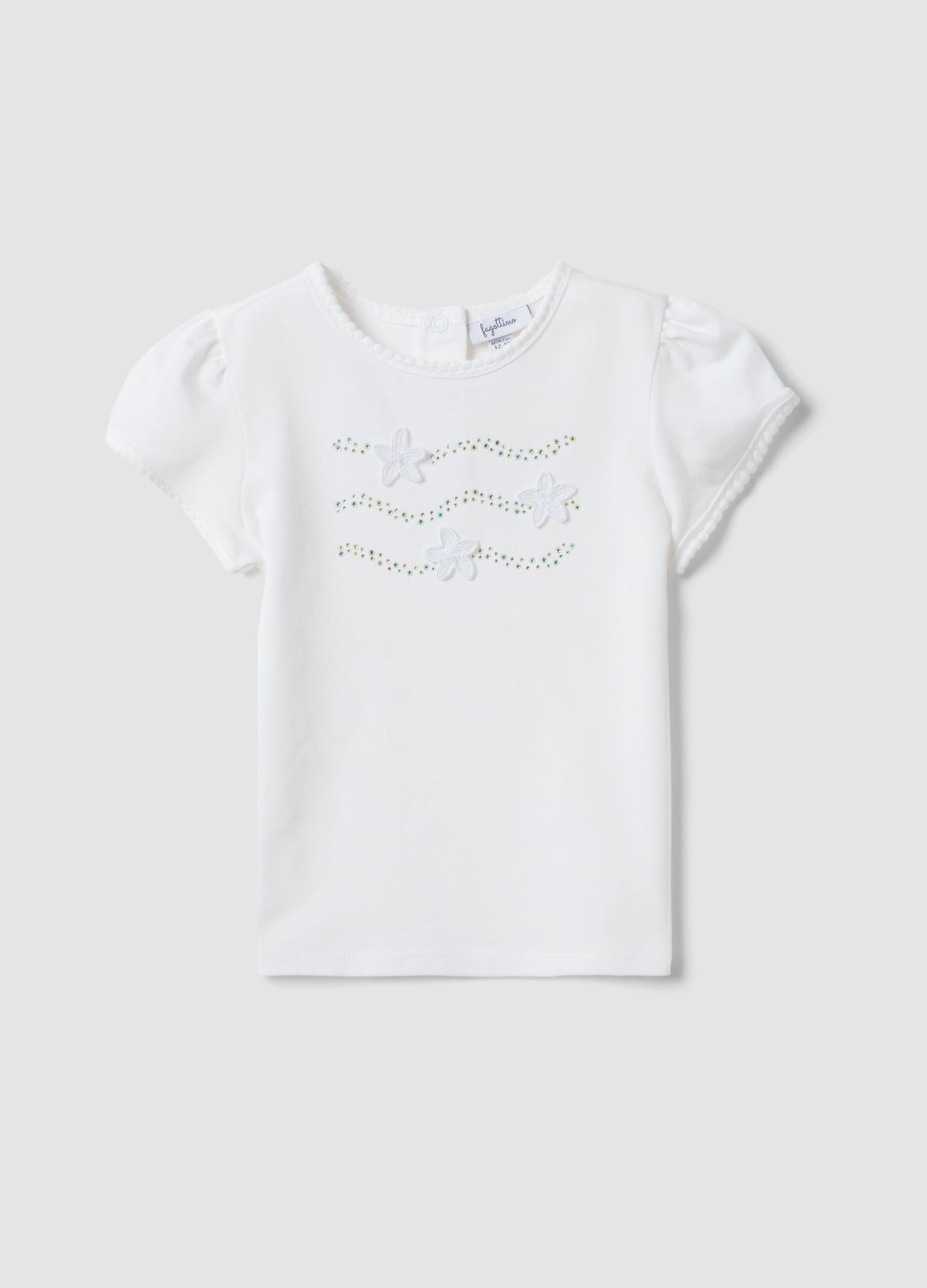 White short-sleeved stretch cotton T-shirt