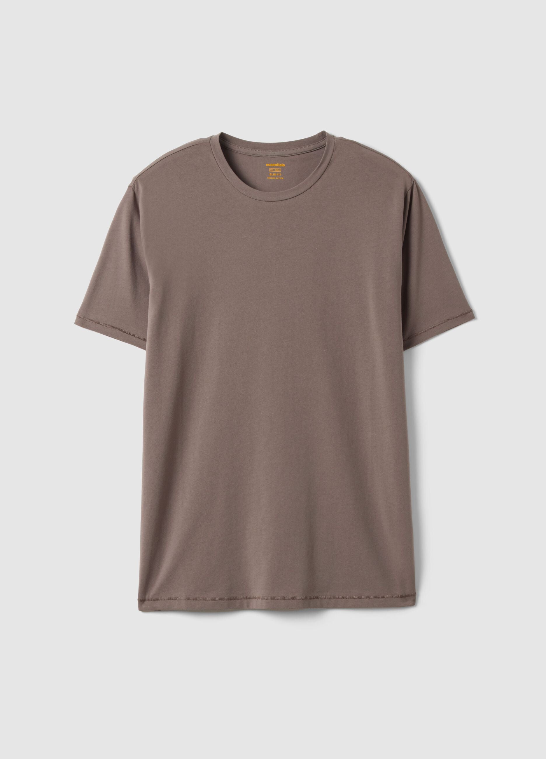 Grey slim fit stretch cotton T-shirt