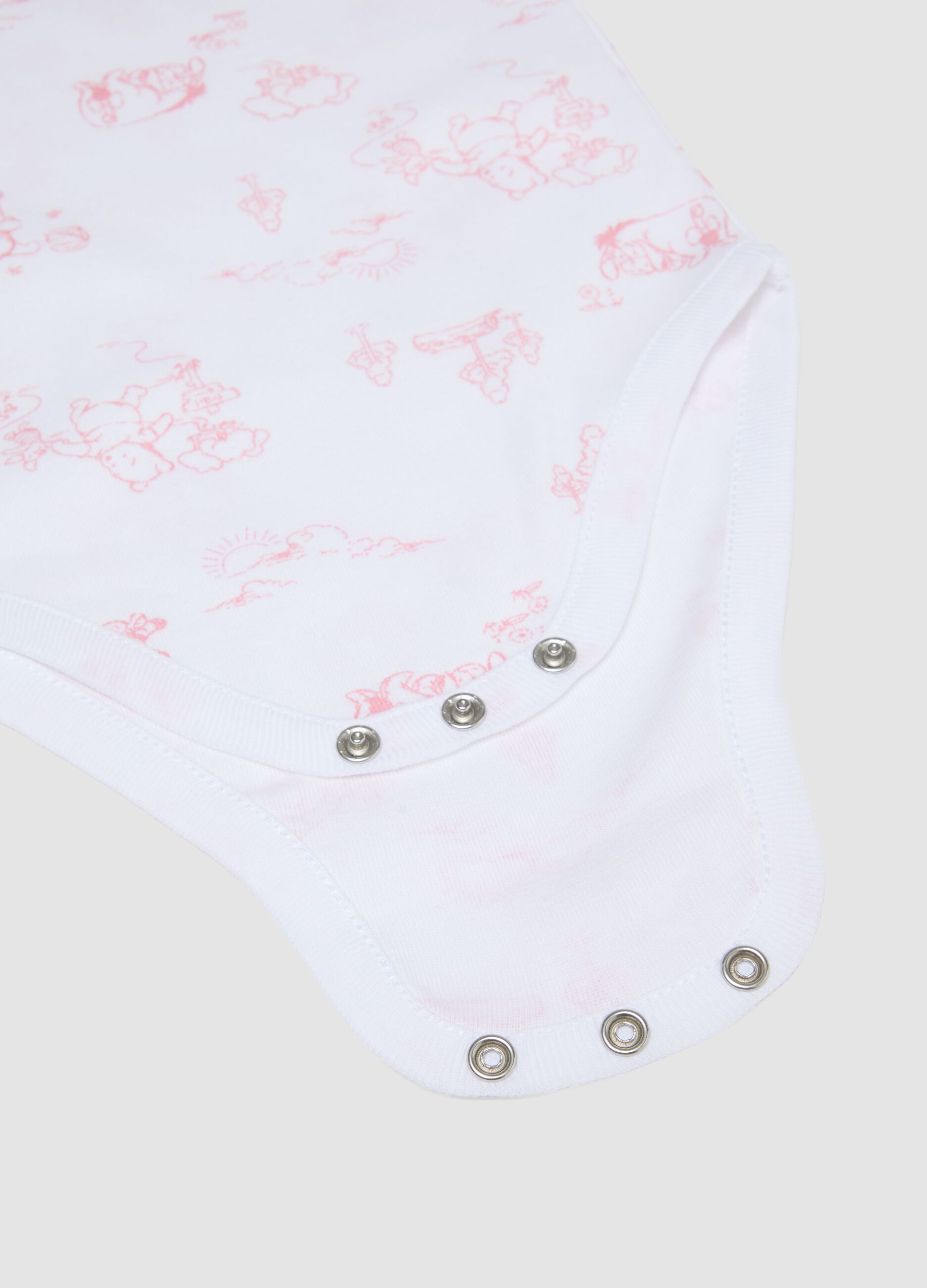 Bipack of multicolour pure cotton bodysuits for baby girls with Winnie-The-Pooh