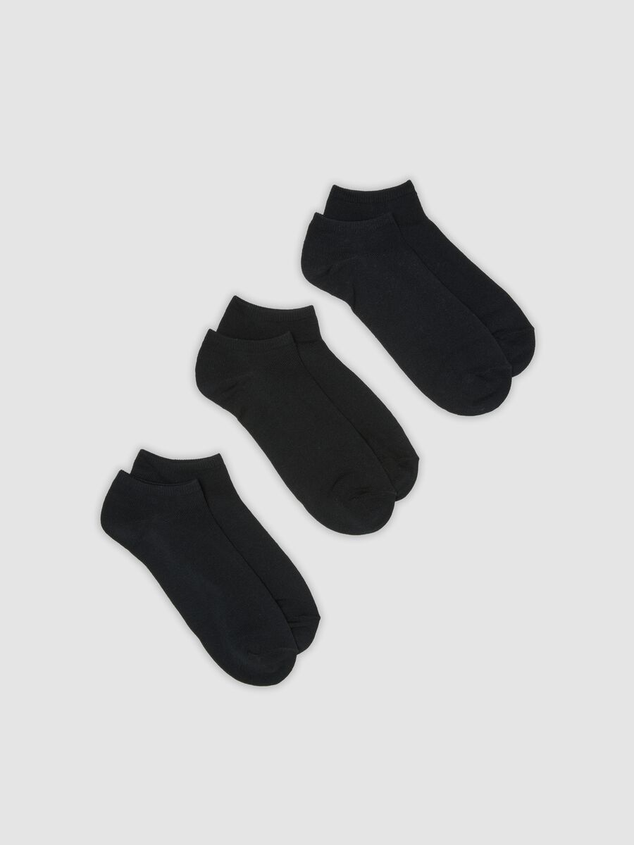 3-pack of black ankle sports socks in stretch organic cotton_0