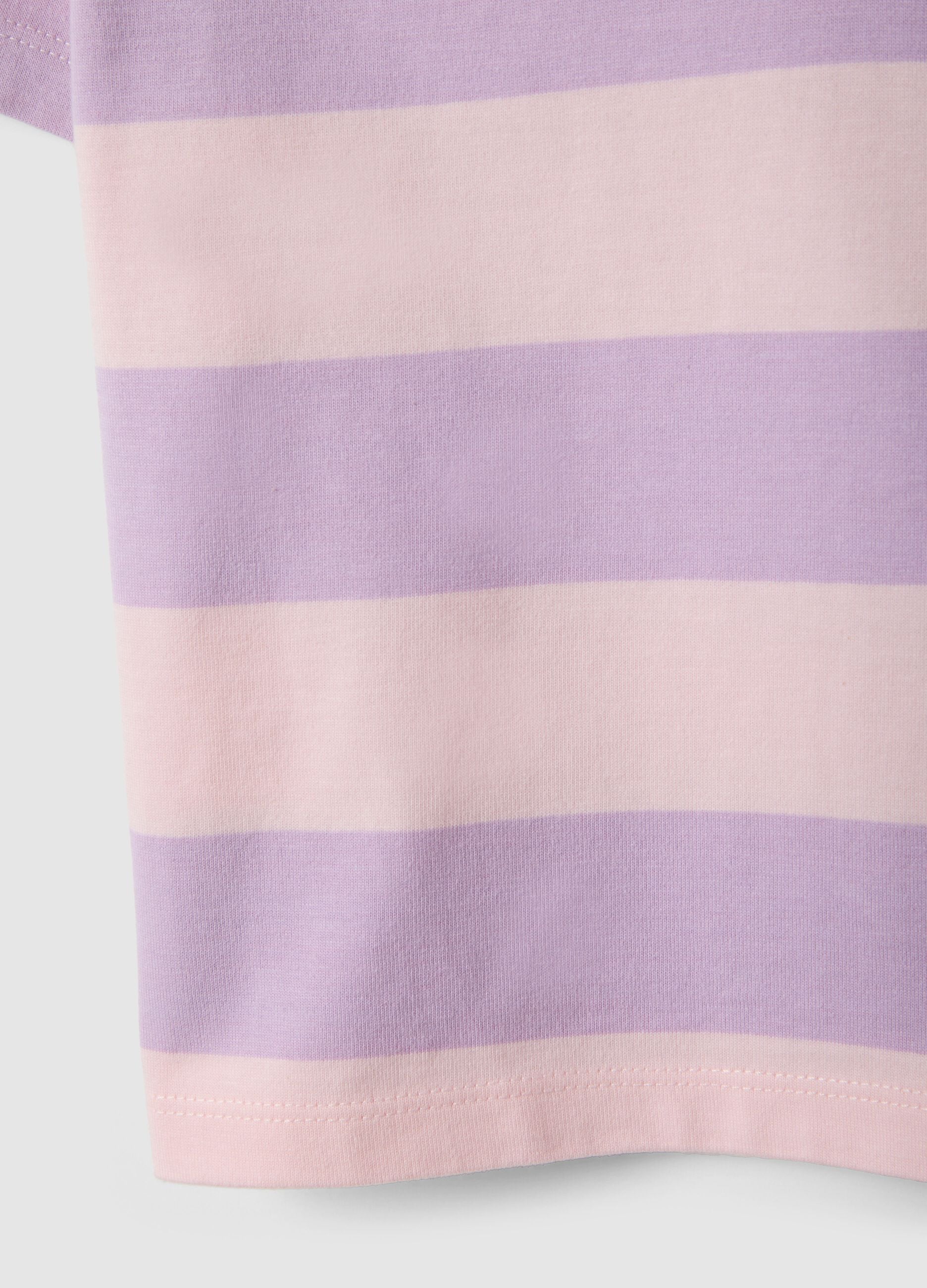 Multicoloured striped pure cotton oversized fit polo for girls