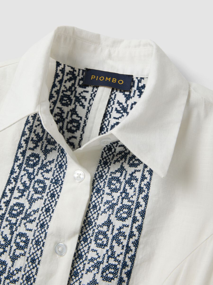 White pure cotton shirt dress_5