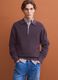 Brown pure cotton polo with zip and classic collar_1