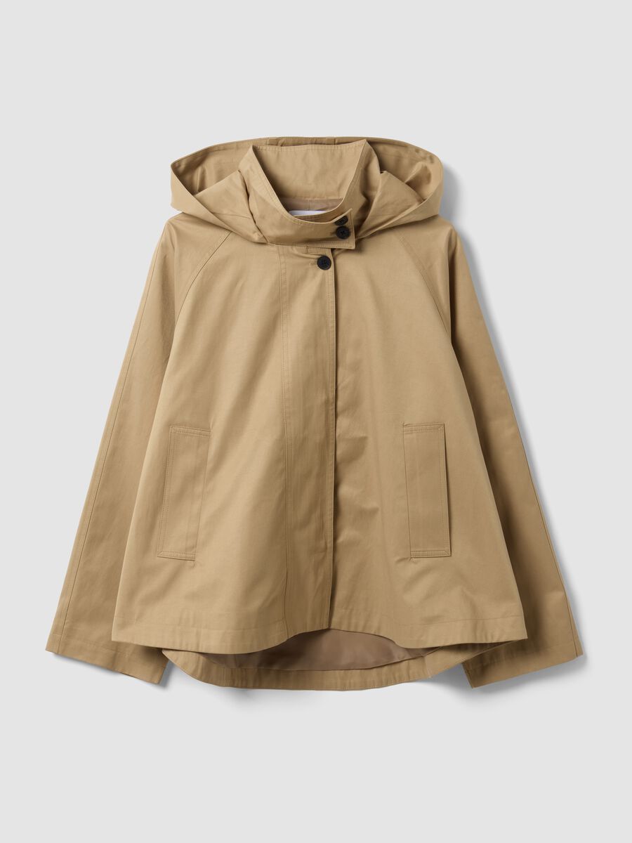 Beige cotton-blend parka with hood, regular fit_4
